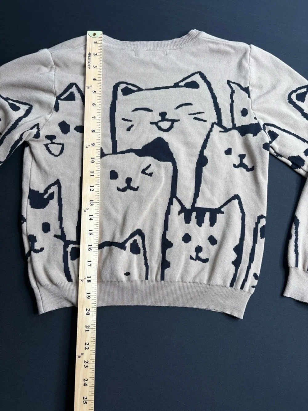 🤍Cute Cat Pattern Sweater - Beige by Lizette Collection size L